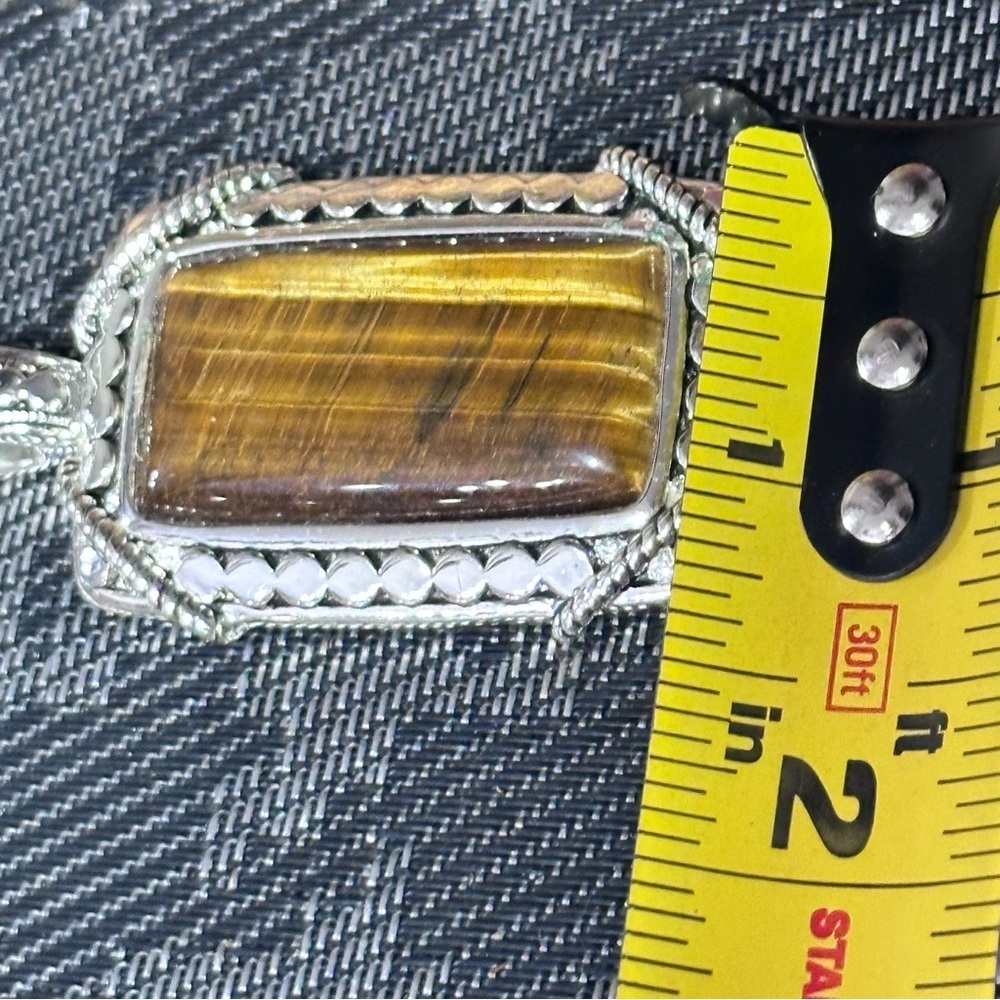 Silver Tone Pendant With Large Rectangular Tiger'… - image 7